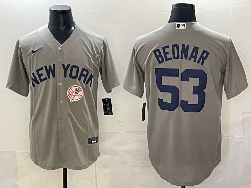 Men New York Yankees #53 Bednar Grey Game Nike MLB 2025 Jersey 010